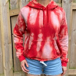 Custom nike bleached tie dye hoodie bleach top
